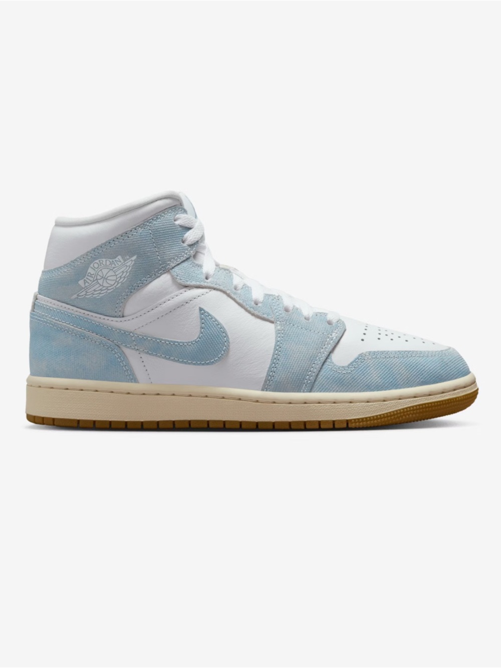 Nike Air Jordan 1 Mid White and Light Blue Sneakers